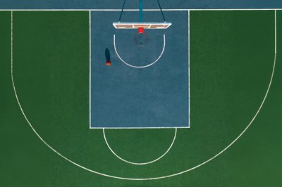 Fotobehang Groen basketbalveld