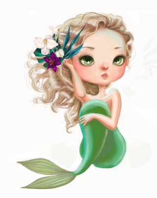 Sticker Blonde zeemeermin met bloemen in haar haar