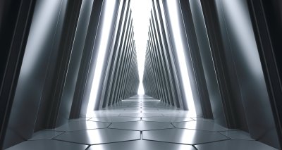 Fotobehang Zwarte futuristische tunnel