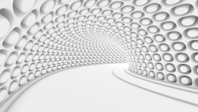 Fotobehang Witte slakkentunnel met 3D-effect
