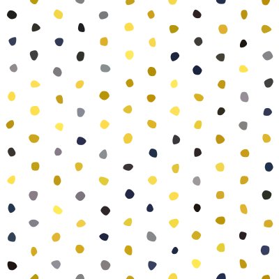 Sticker Geelgrijs marineblauw mosterdgeel stippenpatroon op een witte achtergrond. Ronde textuur in steenpolygoon. Abstracte vector voor prints, stoffen, verpakkingen, textiel, verpakkingen, omslagen en wensk