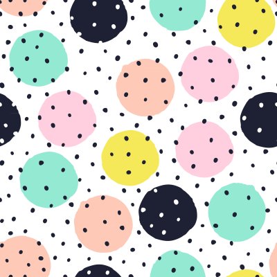 Sticker Creatief naadloos patroon met hand getrokken texturen. Abstracte achtergrond. Polka dot patroon.