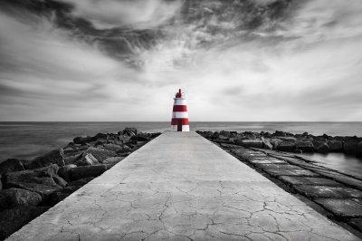 Fotobehang Vuurtoren met rood 3D effect