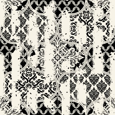 Sticker Naadloos uitstekend patroon met een effect van slijtage. Patchwork tegels.