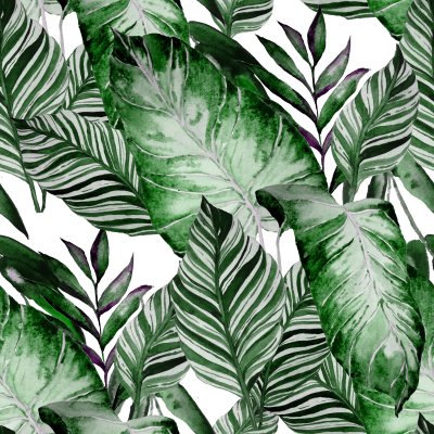 Fotobehang Groene natuur in aquarel