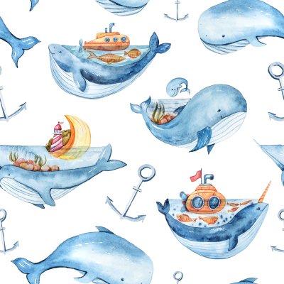 Behang Gelukkige walvissen