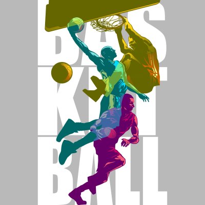 Sticker Kleurrijke silhouetten van basketballers