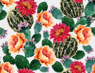 Sticker Bloemen met cactussen