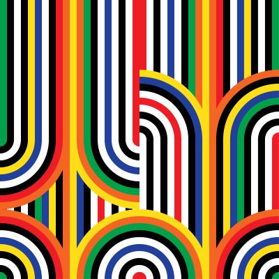 Fotobehang Geometrische gebroken cirkels met strepen