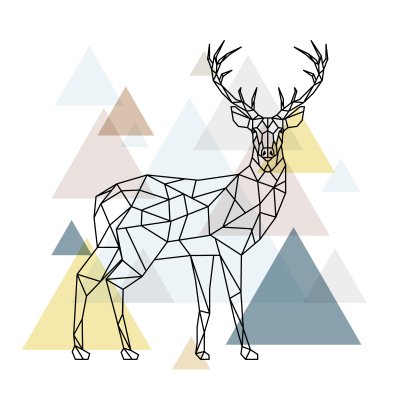 Sticker Abstract polygonal deer. Geometric hipster illustration. Reindeer with side view. Scandinavian style. Vector illustration.