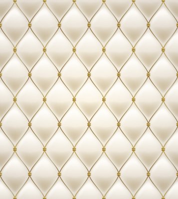 Sticker Quilted seamless pattern. Cream color. Golden metallic stitching on textile.