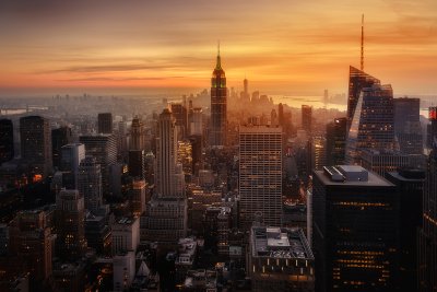 Fotobehang Luchtfoto van wolkenkrabbers in New York