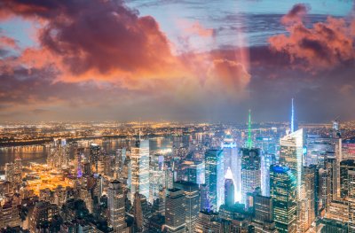 Fotobehang Gekleurde lichten in NYC