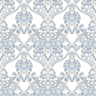 Sticker Vector bloemenbehang. Klassiek barok bloemenornament. Naadloos uitstekend patroon