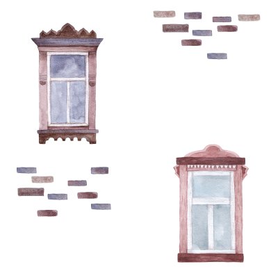 Fotobehang Patroon met aquarel ramen. Hand getekend.