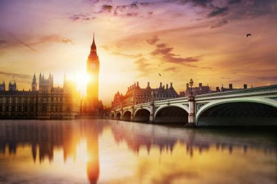 Fotobehang Londen bij zonsondergang met uitzicht op de Big Ben
