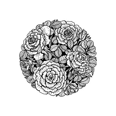 Sticker Bloemen gerangschikt in een cirkel