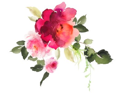 Sticker Vintage bloemen geschilderd met aquarelverf