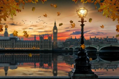 Fotobehang Herfst Londen met uitzicht op de Big Ben