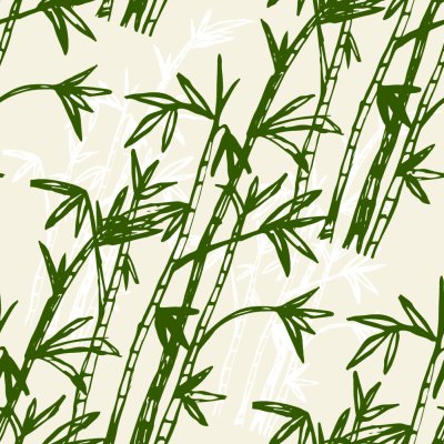 Sticker Bamboe bospatroon als achtergrond. Hand verdrinken bamboebos. Vector illustratie