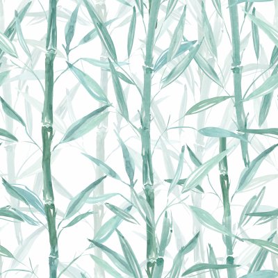 Sticker Naadloos botanisch patroon. Bamboetakken op een witte achtergrond. Stijlvol patroon.