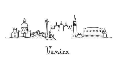 Poster De skyline van Venetië in één minimalistische stijl