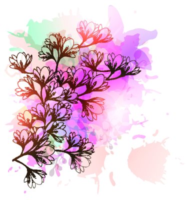 Sticker Magnolia's op een veelkleurige achtergrond