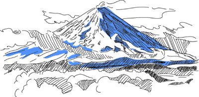 Sticker Klyuchevskaya Sopka. Vulkaan. Kamchatka. Rusland