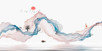 Fotobehang Waterverf abstracte golf