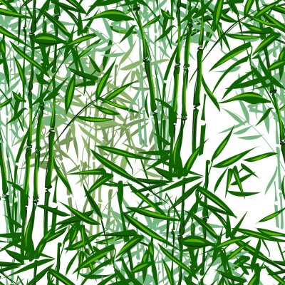 Sticker Tropische bamboe vector naadloze patroon op een witte achtergrond ...