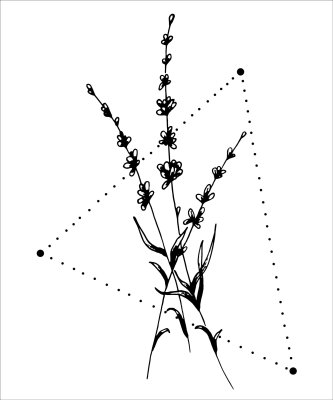 Sticker Lavendel in een geometrische tekening