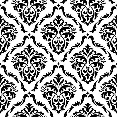 Sticker Middeleeuwse bloemen naadloos in damaststijl voor ontwerp. JPEG-versie ook beschikbaar in galerij