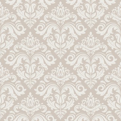 Sticker Damast vector bloemmotief met arabesque en oosterse roze elementen. Naadloos abstract traditioneel ornament voor behang en achtergronden