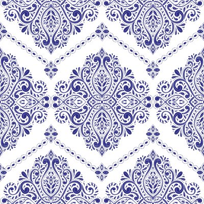 Sticker Mooi blauw en wit bloemen naadloos patroon. Vintage, Paisley-elementen. Traditionele, etnische, Turkse, Indiase motieven. Geweldig voor stof en textiel, behang, verpakking of elk gewenst idee.