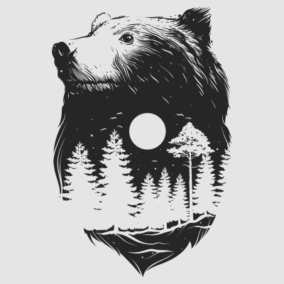 Poster Beer en bosdier