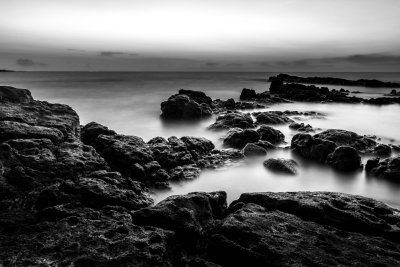 Fotobehang Zwart-witte zee
