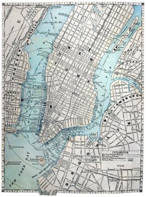 Poster Oude kaart van New York