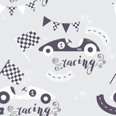 Sticker Vector naadloos retro patroon, uitstekende raceauto's