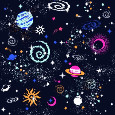 Sticker Ruimte planeetstelsels en sterren