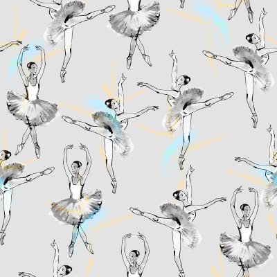 Behang Girly patroon met prima ballerina's