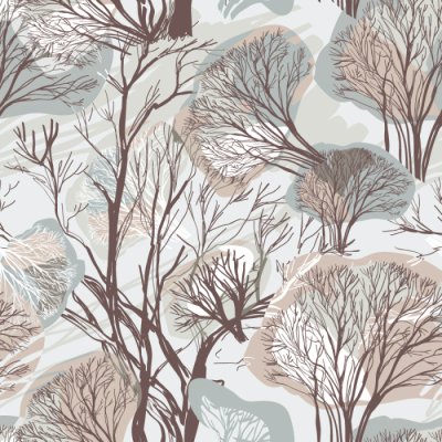 Sticker Naadloos patroon met bomen