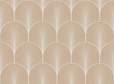 Behang Beige art deco-patroon
