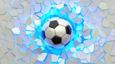 Fotobehang Voetbal op een gebarsten achtergrond