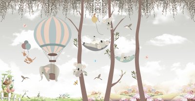 Fotobehang Kinderillustratie met exotische dieren