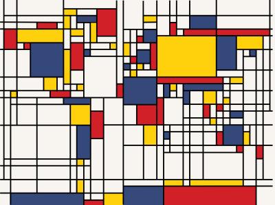 Fotobehang The world map in colorful Mondrian style pattern