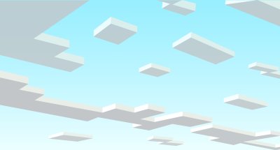 Fotobehang Eight-bit clouds in the blue sky. Pixel background in the style of eight-bit games. Vector illustration 