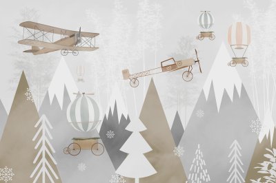 Fotobehang Bergen en vlaktes voor kinderen in Scandinavische stijl