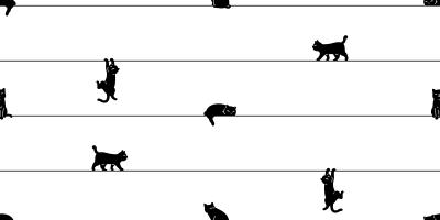 Fotobehang Zwarte katten aan de lijn