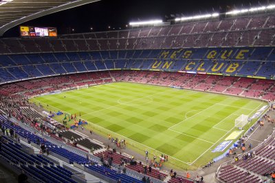 Fotobehang Het Camp Nou-stadion is leeg.