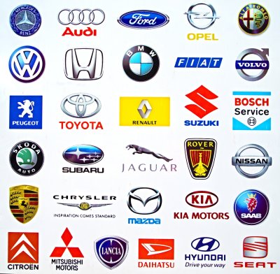 Fotobehang Logos of international carmakers